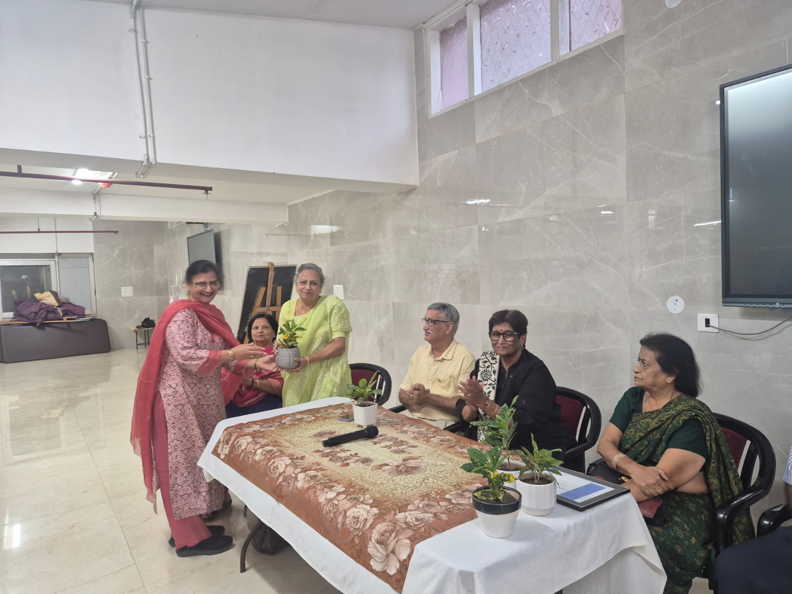 Rotary Club members and school staff